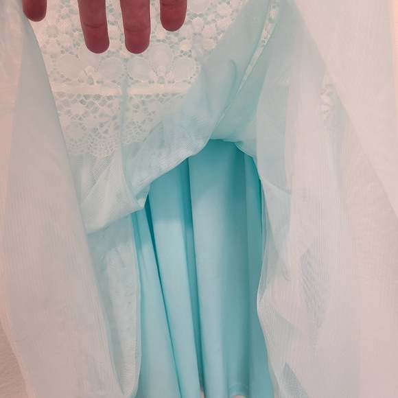 Bonnie Jean Lace Bodice cream & aqua blue-green, size 4 - Picture 4 of 11